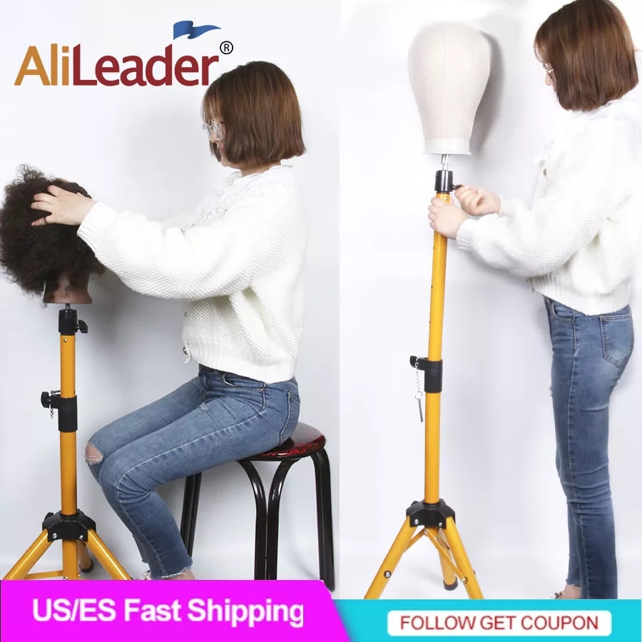Alileader 2023 חדש מתכוונן Mannequin ראש חצובה שחור זהב 125 Cm בובת פאה Stand חצובה פאה ביצוע ערכת штат